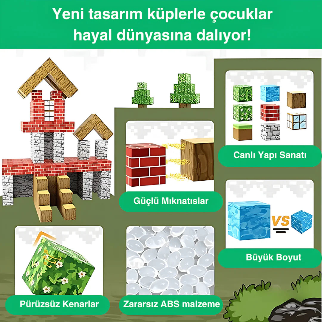 MCBLOK Manyetik Bloklar - Montessori STEM Oyun Seti - Orman Temalı Blok Oyuncak - 100 Parça (3+ Yaş)