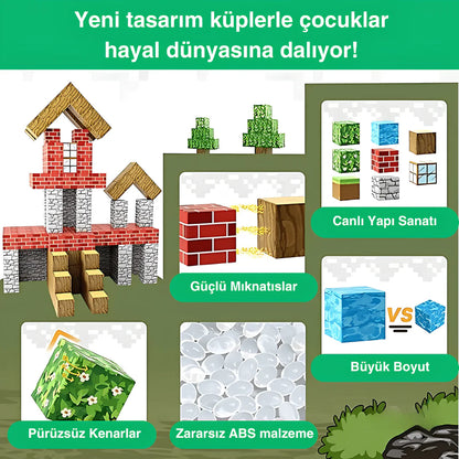 MCBLOK Manyetik Bloklar - Montessori STEM Oyun Seti - Orman Temalı Blok Oyuncak - 100 Parça (3+ Yaş)