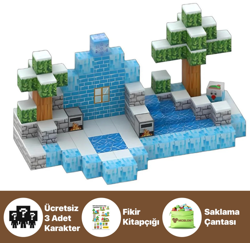 MCBLOK Manyetik Bloklar - Montessori STEM Oyun Seti - Buzul Temalı Blok Oyuncak - 100 Parça (3+ Yaş)
