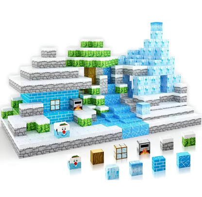MCBLOK Manyetik Bloklar - Montessori STEM Oyun Seti - Buzul Temalı Blok Oyuncak - 100 Parça (3+ Yaş)