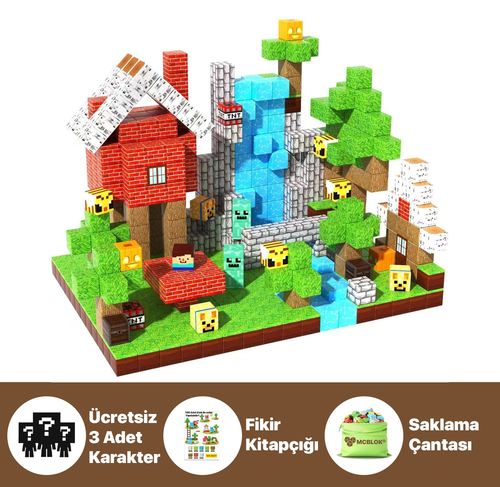 MCBLOK Manyetik Bloklar - Montessori STEM Oyun Seti - Orman Temalı Blok Oyuncak - 100 Parça (3+ Yaş)