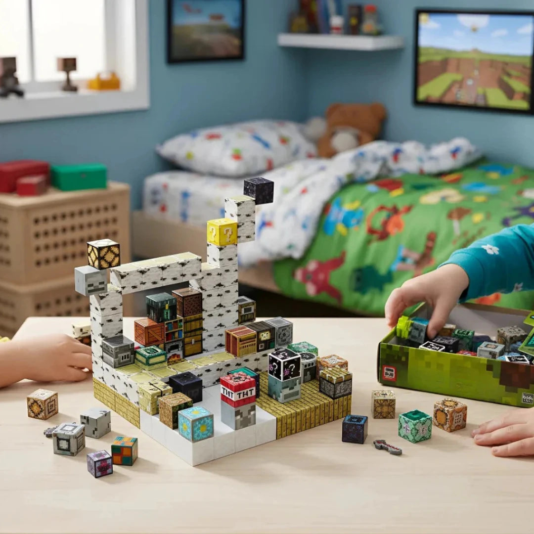 MCBLOK Manyetik Bloklar - Montessori STEM Oyun Seti - Orman Temalı Blok Oyuncak - 100 Parça (3+ Yaş)