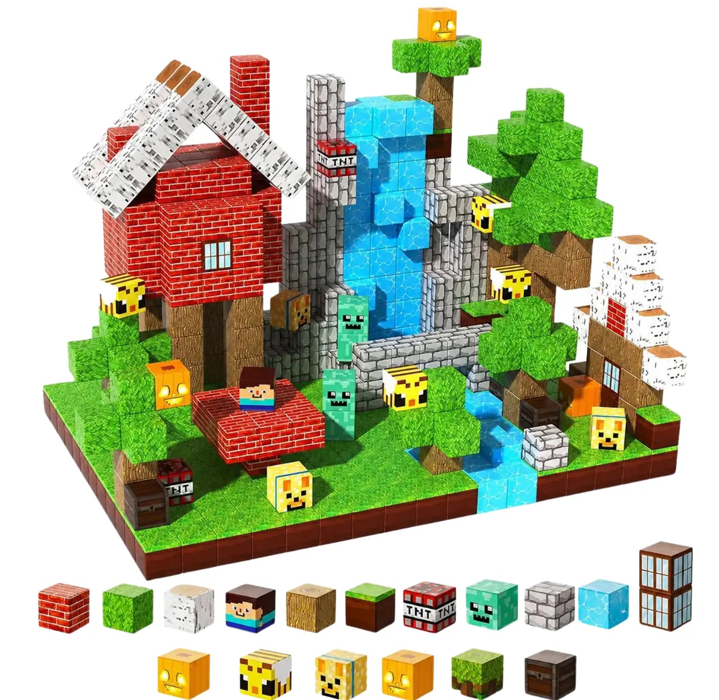 MCBLOK Manyetik Bloklar - Montessori STEM Oyun Seti - Orman Temalı Blok Oyuncak - 100 Parça (3+ Yaş)