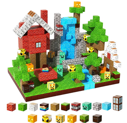MCBLOK Manyetik Bloklar - Montessori STEM Oyun Seti - Orman Temalı Blok Oyuncak - 100 Parça (3+ Yaş)