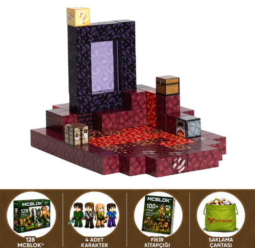 MCBLOK Manyetik Bloklar - Montessori STEM Oyun Seti - Manyetik Portal Oyun Seti - 128 Parça