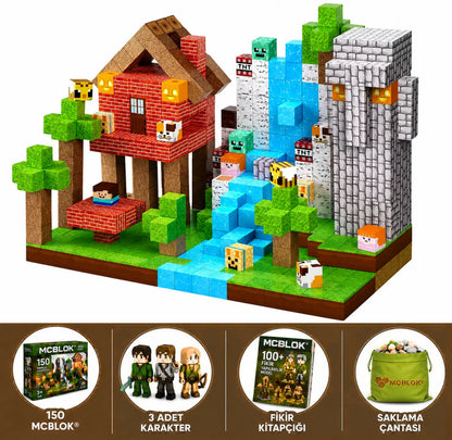 MCBLOK Manyetik Bloklar - Montessori STEM Oyun Seti - Orman Temalı Blok Oyuncak - 150 Parça (3+ Yaş)