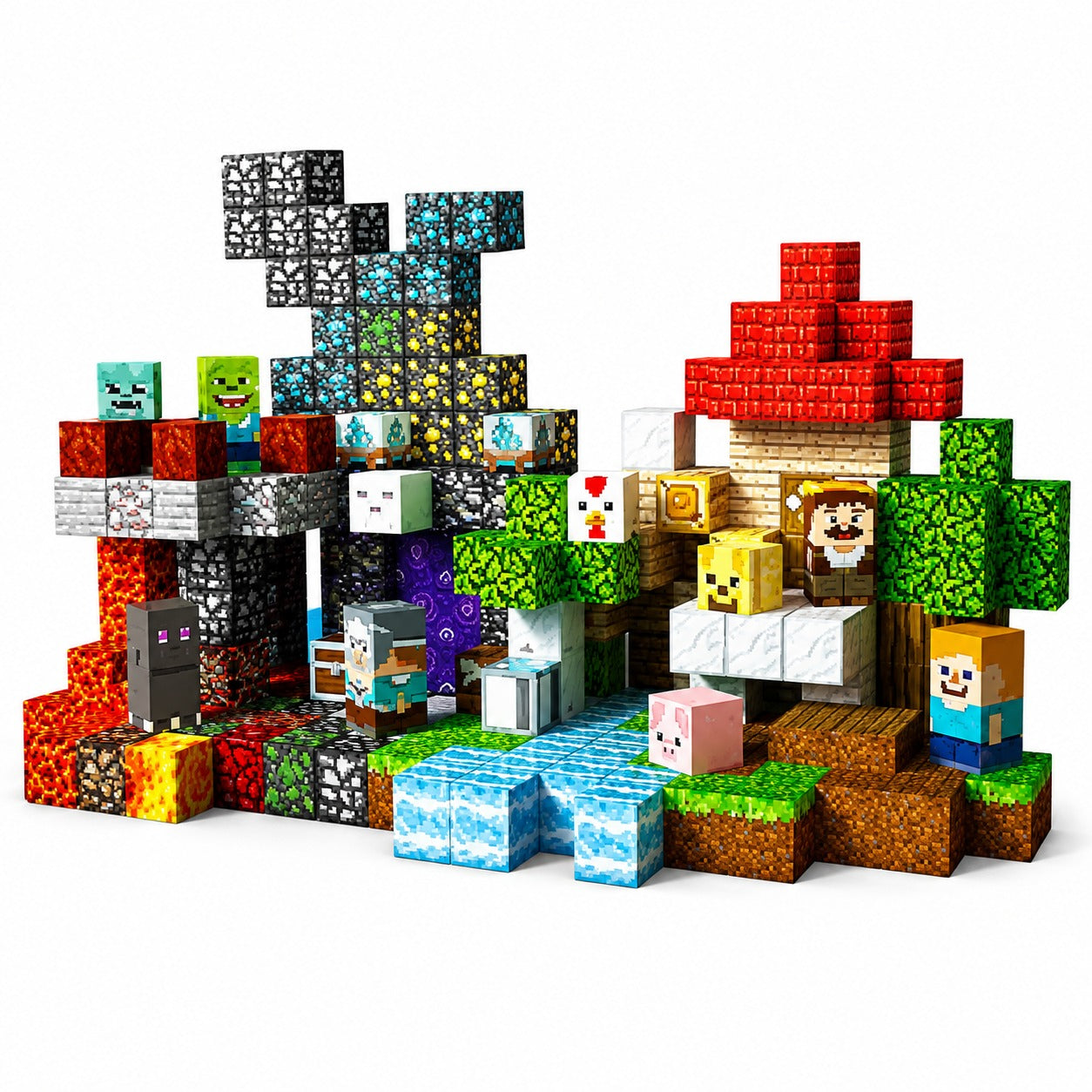 MCBLOK Manyetik Bloklar - Minecraft Portal Oyun Seti - 300 Parça