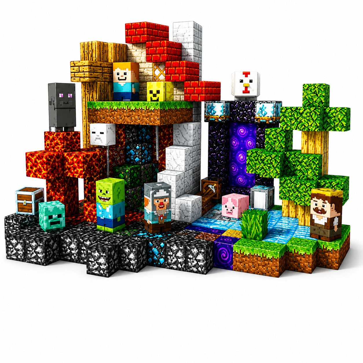 MCBLOK Manyetik Bloklar - Minecraft Portal Oyun Seti - 300 Parça
