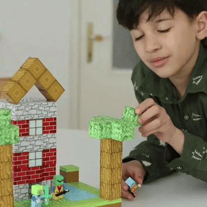 MCBLOK Manyetik Bloklar - Montessori STEM Oyun Seti - Orman Temalı Blok Oyuncak - 100 Parça (3+ Yaş)